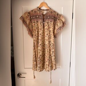 Cleobella Floral Mini Dress in Cream and Brown